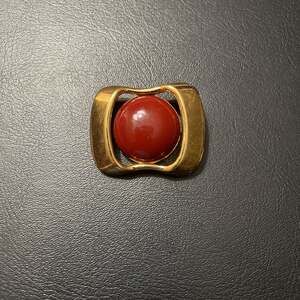 Ginnie Johansen Designs GJD Gold Color Red Enamel Brooch